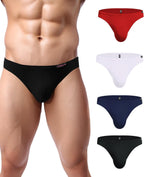 Men's Underwear 4 Pack Low Rise Microfiber Ice Silk Hip Briefs