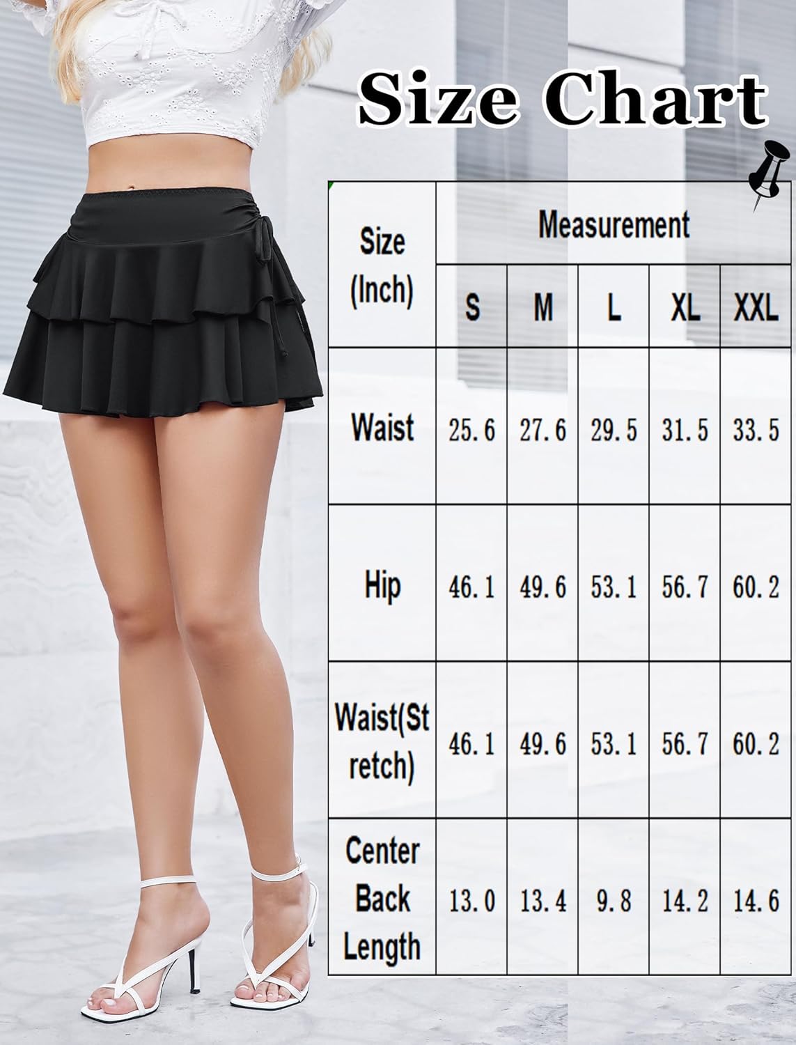 Pleated Mini Skirt Ruffle Layered Skirts
