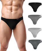 Men's Underwear 4 Pack Low Rise Microfiber Ice Silk Hip Briefs