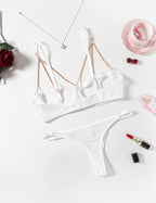 Chain Heart Cutout Bra and Panty Sets