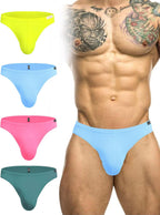 Men's Underwear 4 Pack Low Rise Microfiber Ice Silk Hip Briefs