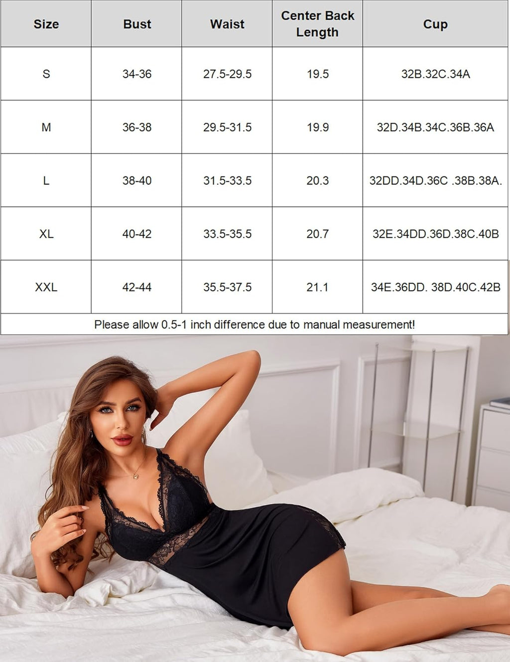 Lace Nightgown V Neck Soft Chemise