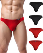 Men's Underwear 4 Pack Low Rise Microfiber Ice Silk Hip Briefs