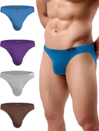 Men's Underwear 4 Pack Low Rise Microfiber Ice Silk Hip Briefs