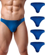 Men's Underwear 4 Pack Low Rise Microfiber Ice Silk Hip Briefs