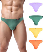 Men's Underwear 4 Pack Low Rise Microfiber Ice Silk Hip Briefs