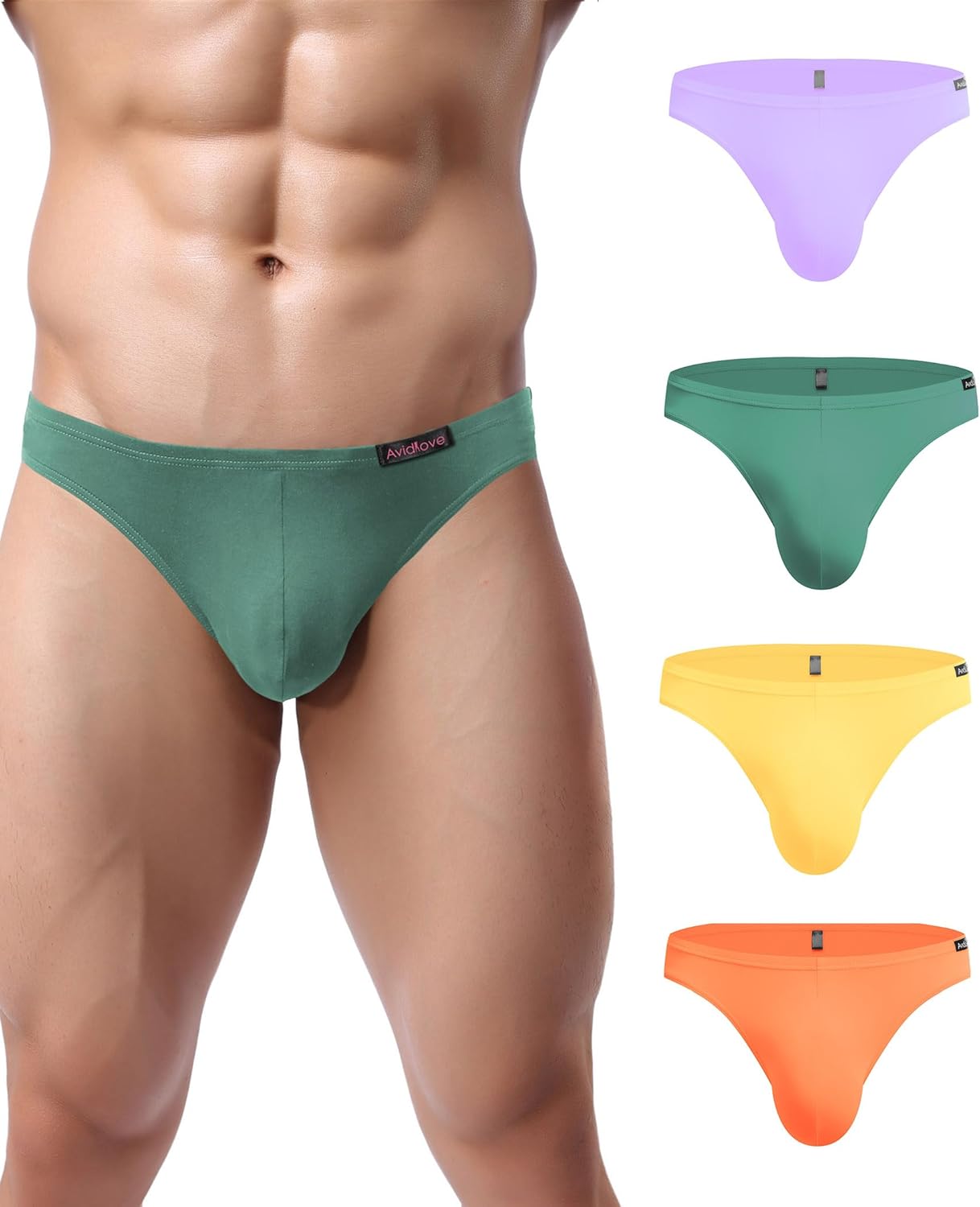 Men's Underwear 4 Pack Low Rise Microfiber Ice Silk Hip Briefs