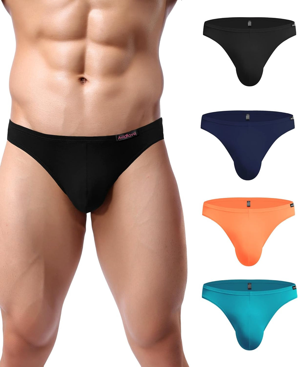 Men's Underwear 4 Pack Low Rise Microfiber Ice Silk Hip Briefs