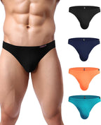 Men's Underwear 4 Pack Low Rise Microfiber Ice Silk Hip Briefs