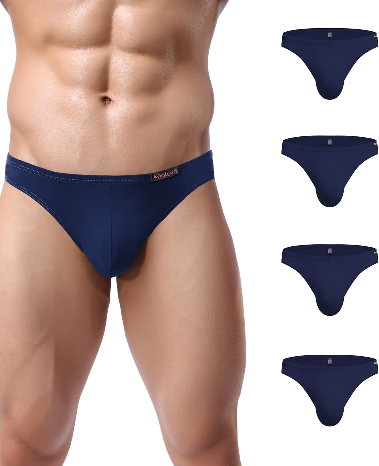 Men's Underwear 4 Pack Low Rise Microfiber Ice Silk Hip Briefs