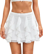 Layered Ruffle Flowy Mesh Mini Skirt Y2K Summer Short Skirt