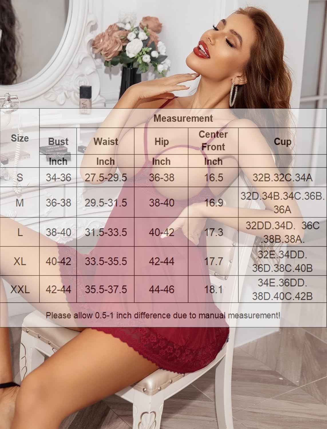 Cupless Lace Babydoll Crotchless Panty Set