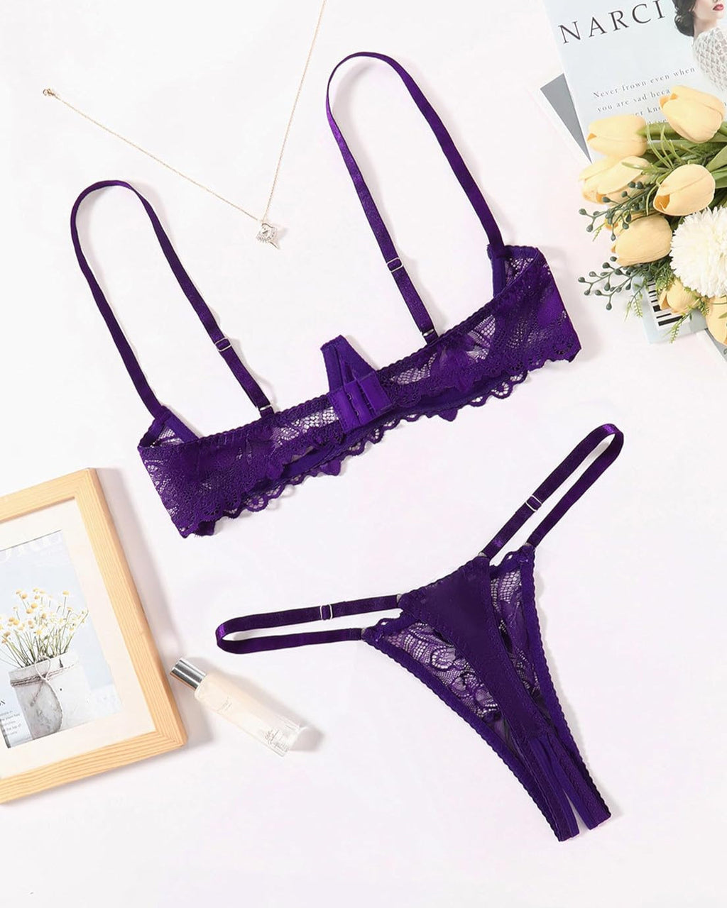 Lace Bra and Panty Underwire Lingerie Set