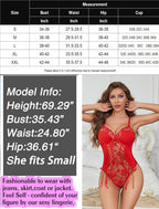 Lace Up Front Crotchless Bodysuit