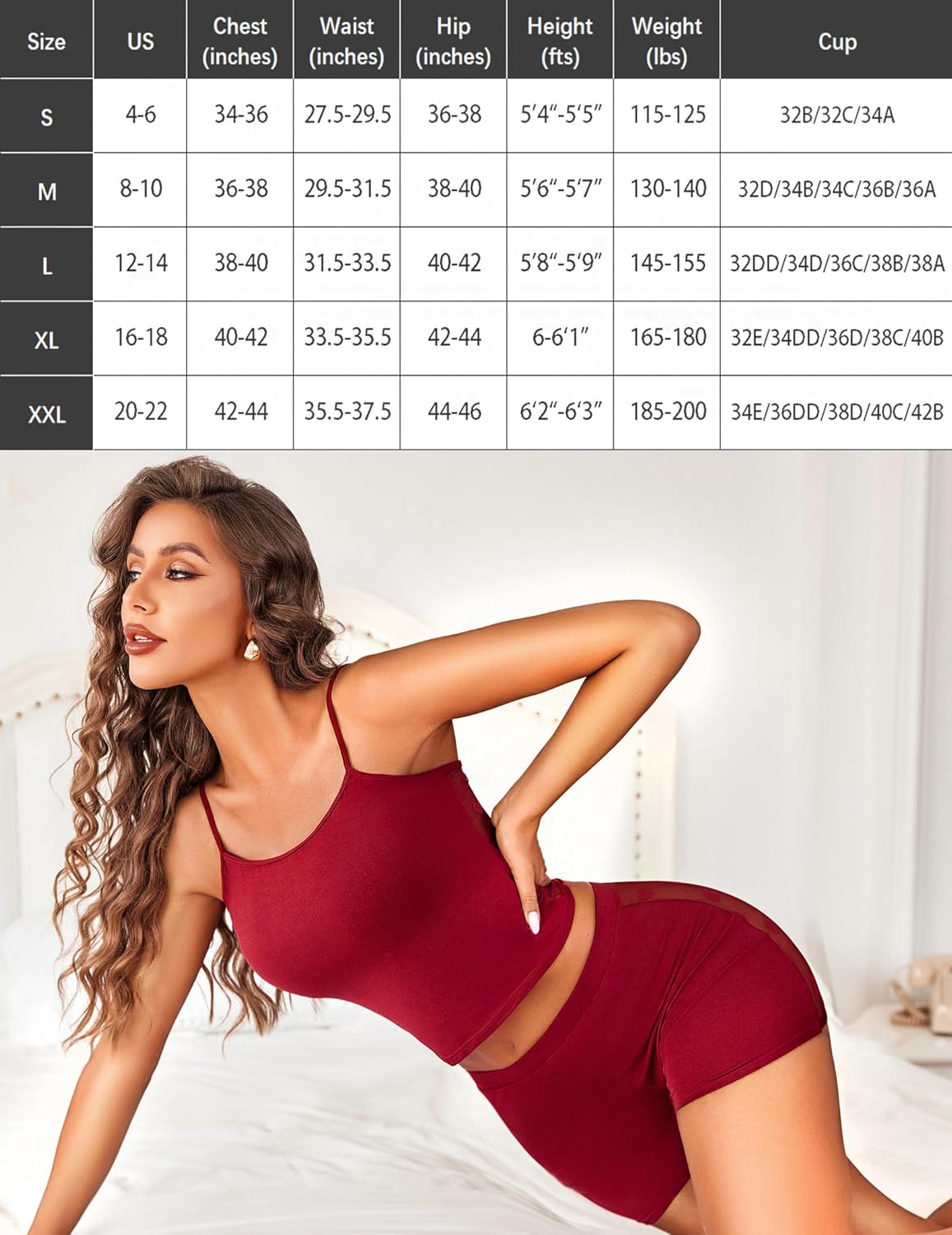 Sheer Back Heart Lace Pajama Set