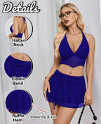 Halter Backless Tank Top Mini Skirt Set
