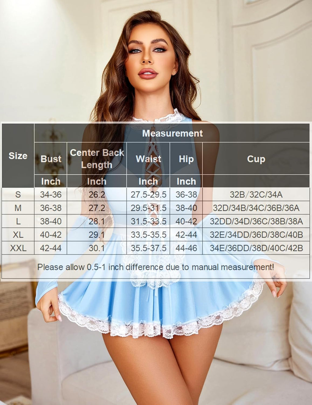 Maid Lingerie Costumes with Sheer Gloves