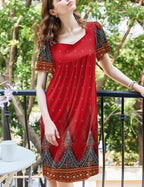 Ekouaer Women's Floral House Dress - Pleated Nightgown