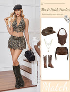 Halter Backless Tank Top Mini Skirt Set