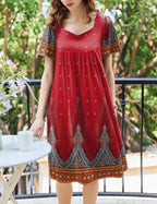 Ekouaer Women's Floral House Dress - Pleated Nightgown
