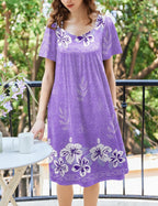 Ekouaer Women's Floral House Dress - Pleated Nightgown
