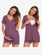 Ekouaer Maternity Nursing Pajama Sets Short Sleeve Pajamas
