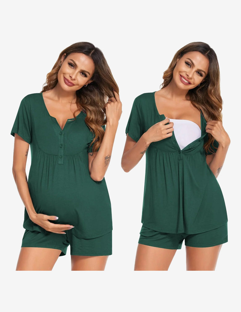 Ekouaer Maternity Nursing Pajama Sets Short Sleeve Pajamas