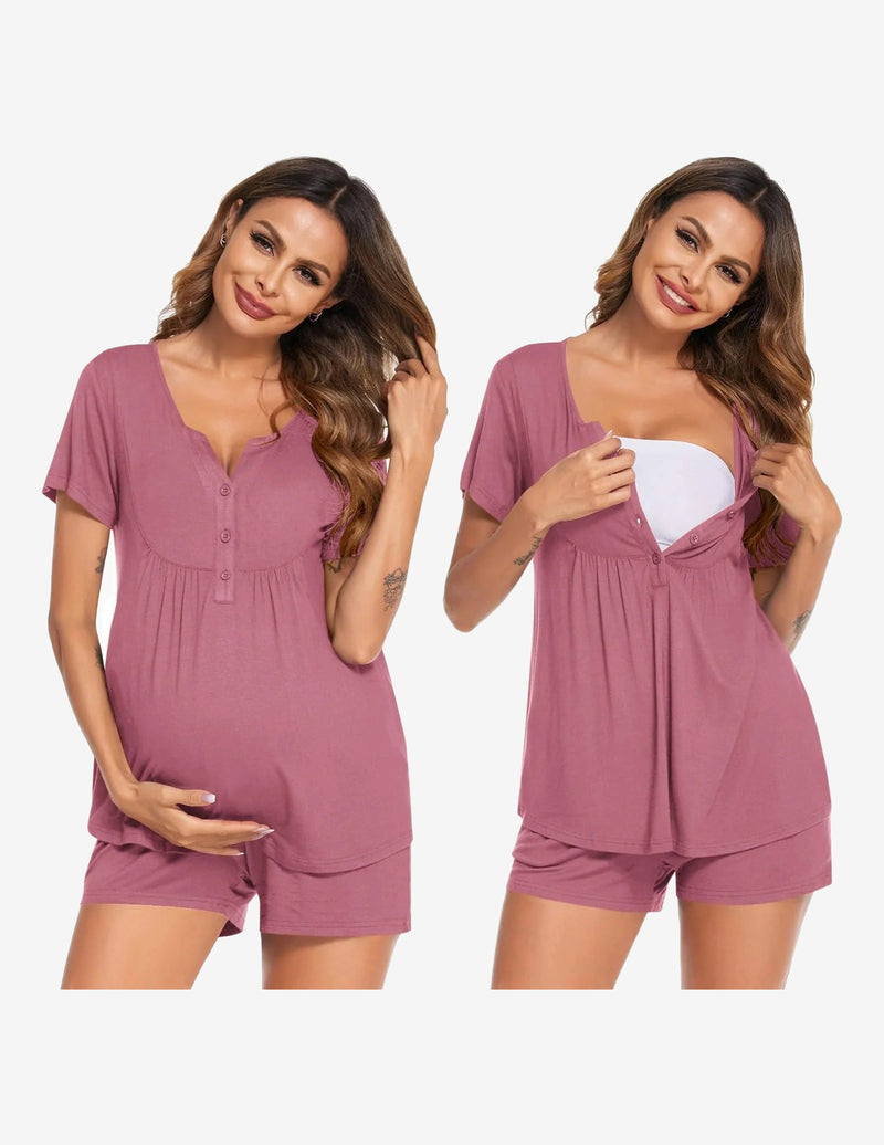 Ekouaer Maternity Nursing Pajama Sets Short Sleeve Pajamas