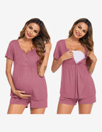 Ekouaer Maternity Nursing Pajama Sets Short Sleeve Pajamas