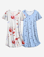 Ekouaer 2 Pack Nightshirts Comfy Soft Pajama Sleep Dress