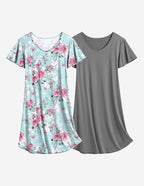 Ekouaer 2 Pack Nightshirts Comfy Soft Pajama Sleep Dress