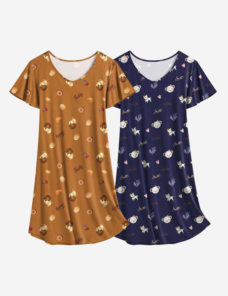 Ekouaer 2 Pack Nightshirts Comfy Soft Pajama Sleep Dress