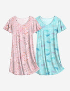 Ekouaer 2 Pack Nightshirts Comfy Soft Pajama Sleep Dress