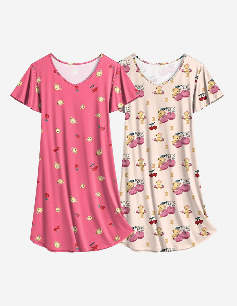 Ekouaer 2 Pack Nightshirts Comfy Soft Pajama Sleep Dress