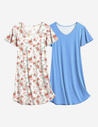 Ekouaer 2 Pack Nightshirts Comfy Soft Pajama Sleep Dress