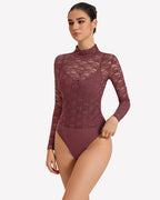 Long Sleeve Bodysuit Lace Tops Two Piece Set
