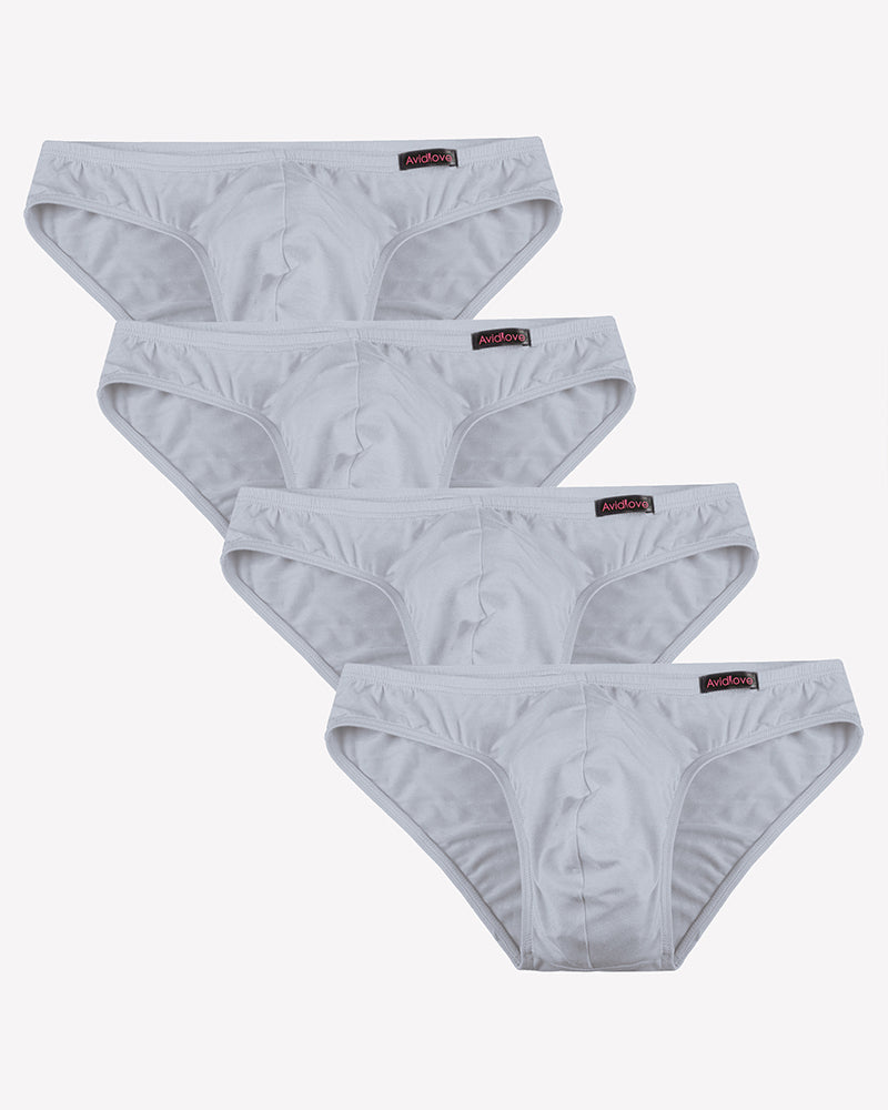 Men's Underwear 4 Pack Low Rise Microfiber Ice Silk Hip Briefs