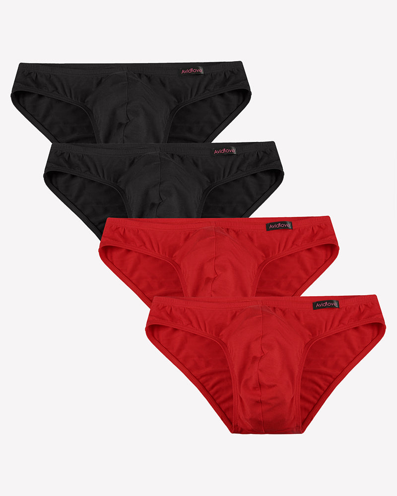 Men's Underwear 4 Pack Low Rise Microfiber Ice Silk Hip Briefs