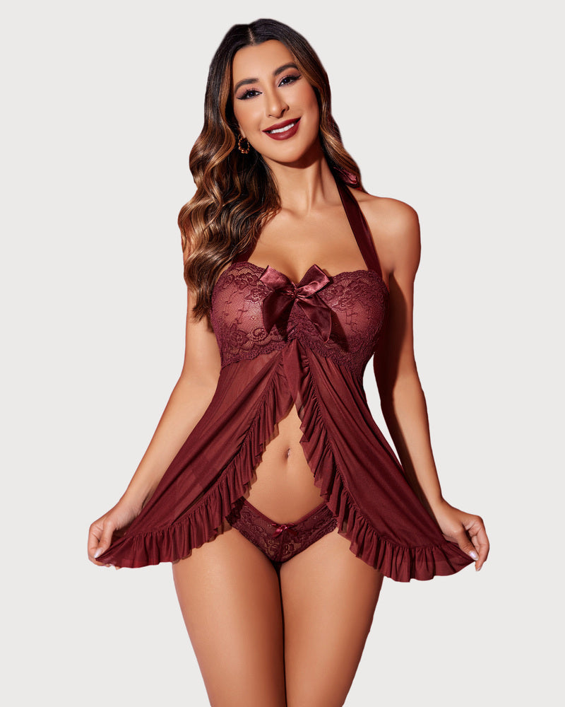 Lace Open Front Babydoll Lingerie Sleepwear