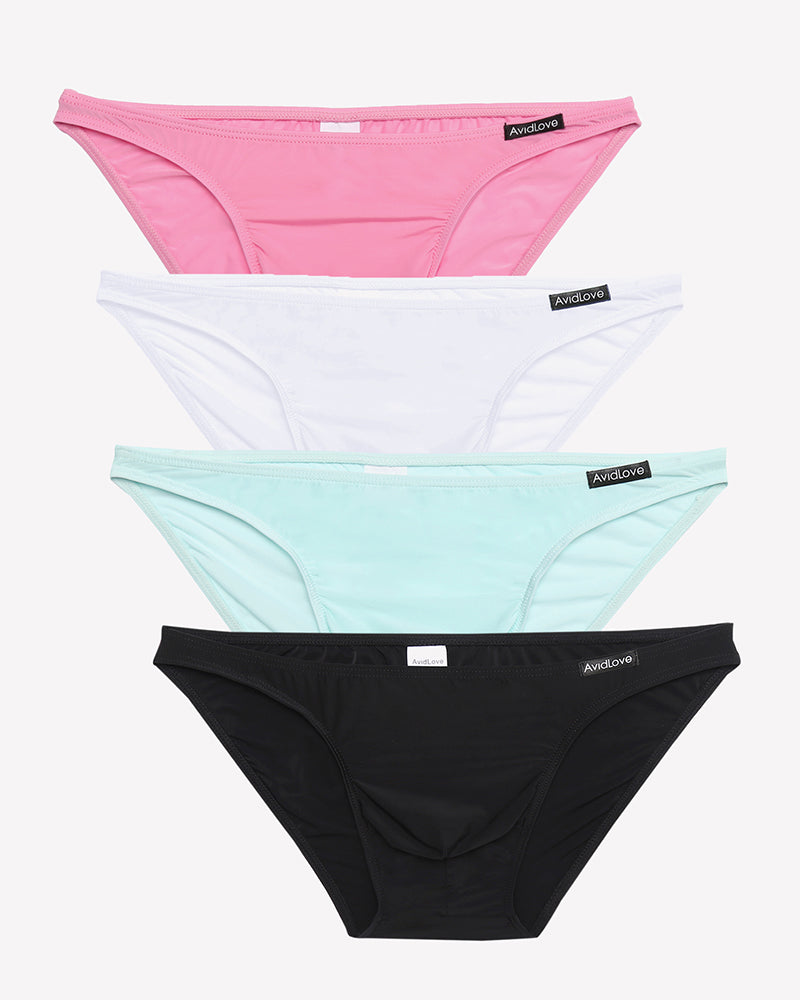 Men's Briefs 4 Pack Classic Low Rise Stretchy Nylon Hip Underwear