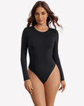 Long Sleeve Bodysuit - Slim Fit Double Lined Thong Bodysuit