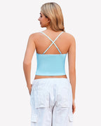 Cowl Neck Tops Mesh Ruched Camisole