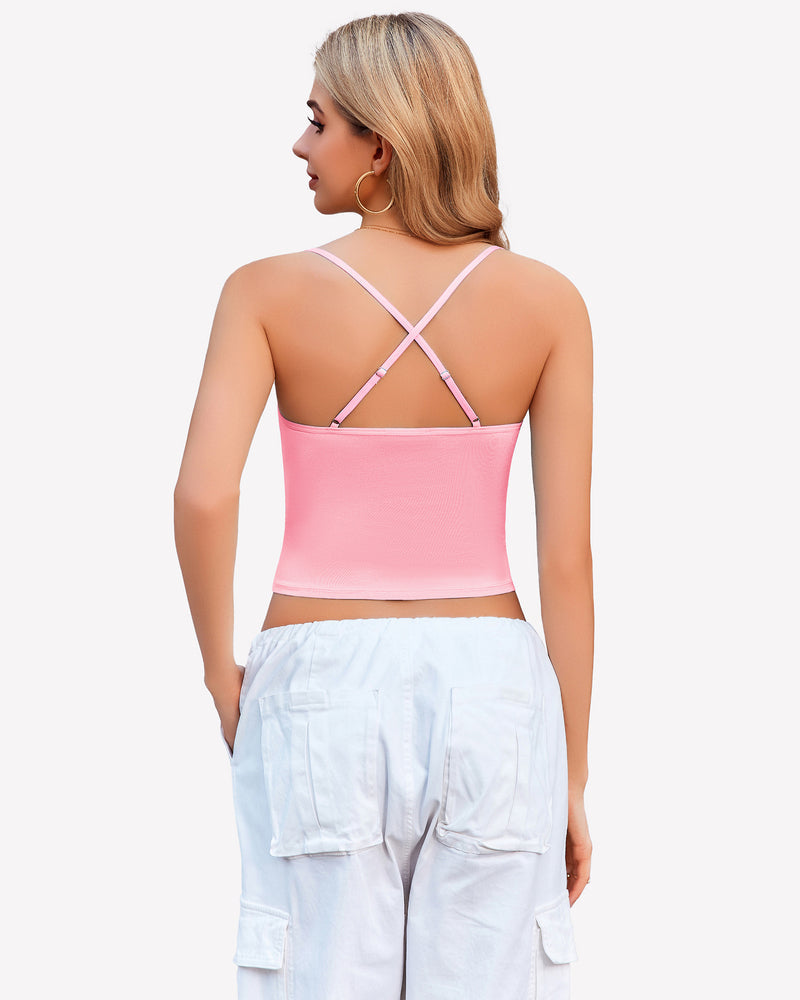 Cowl Neck Tops Mesh Ruched Camisole