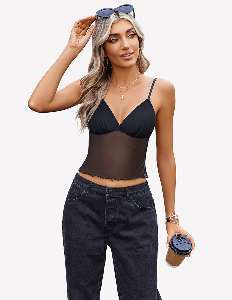 Crop Top Mesh Y2K Tank Tops
