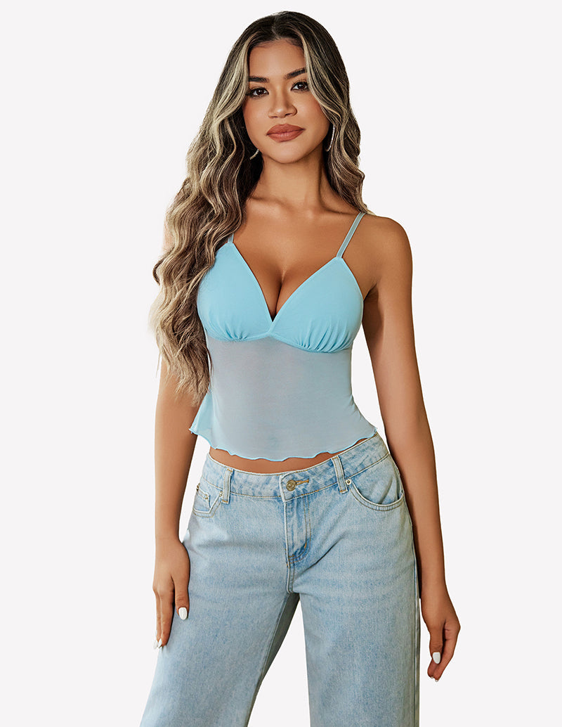 Crop Top Mesh Y2K Tank Tops
