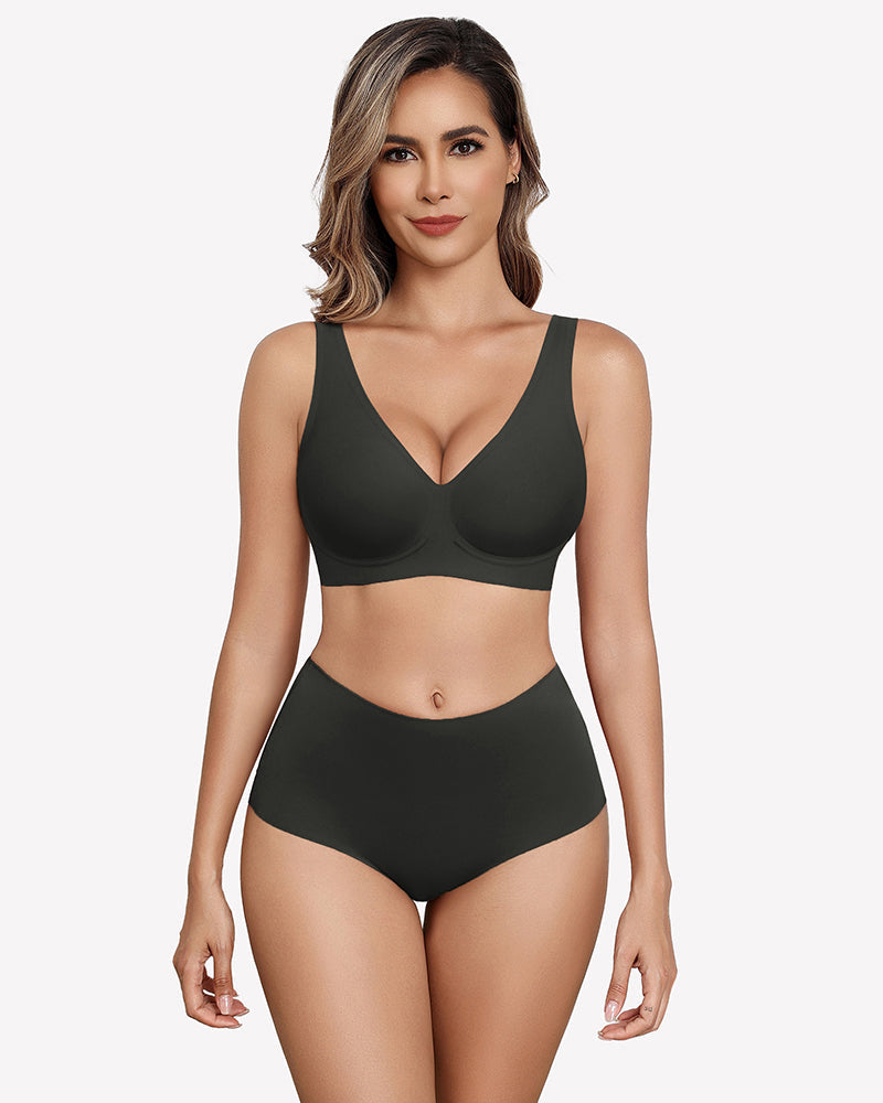 Seamless Bralette Full Coverage V Neck Bras