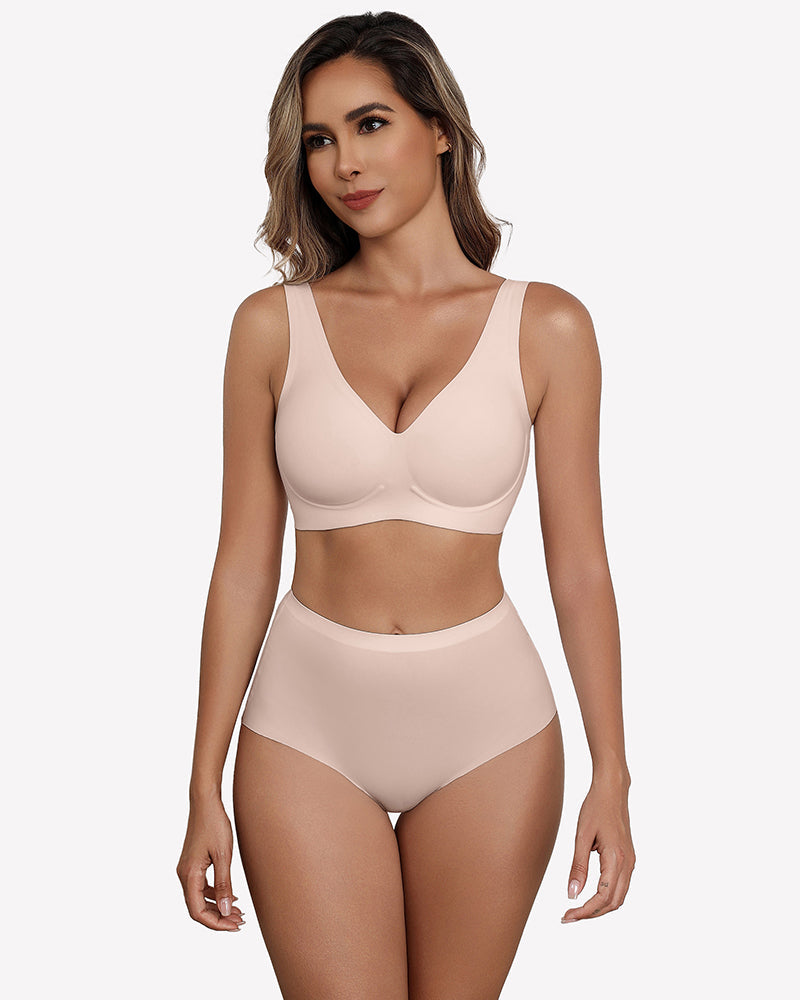 Seamless Bralette Full Coverage V Neck Bras