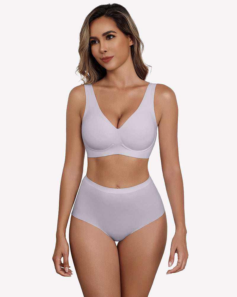 Seamless Bralette Full Coverage V Neck Bras