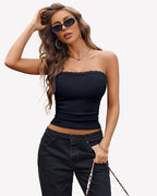 Leopard Print Strapless Crop Top