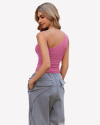 One Shoulder Tank Top Crop Tops
